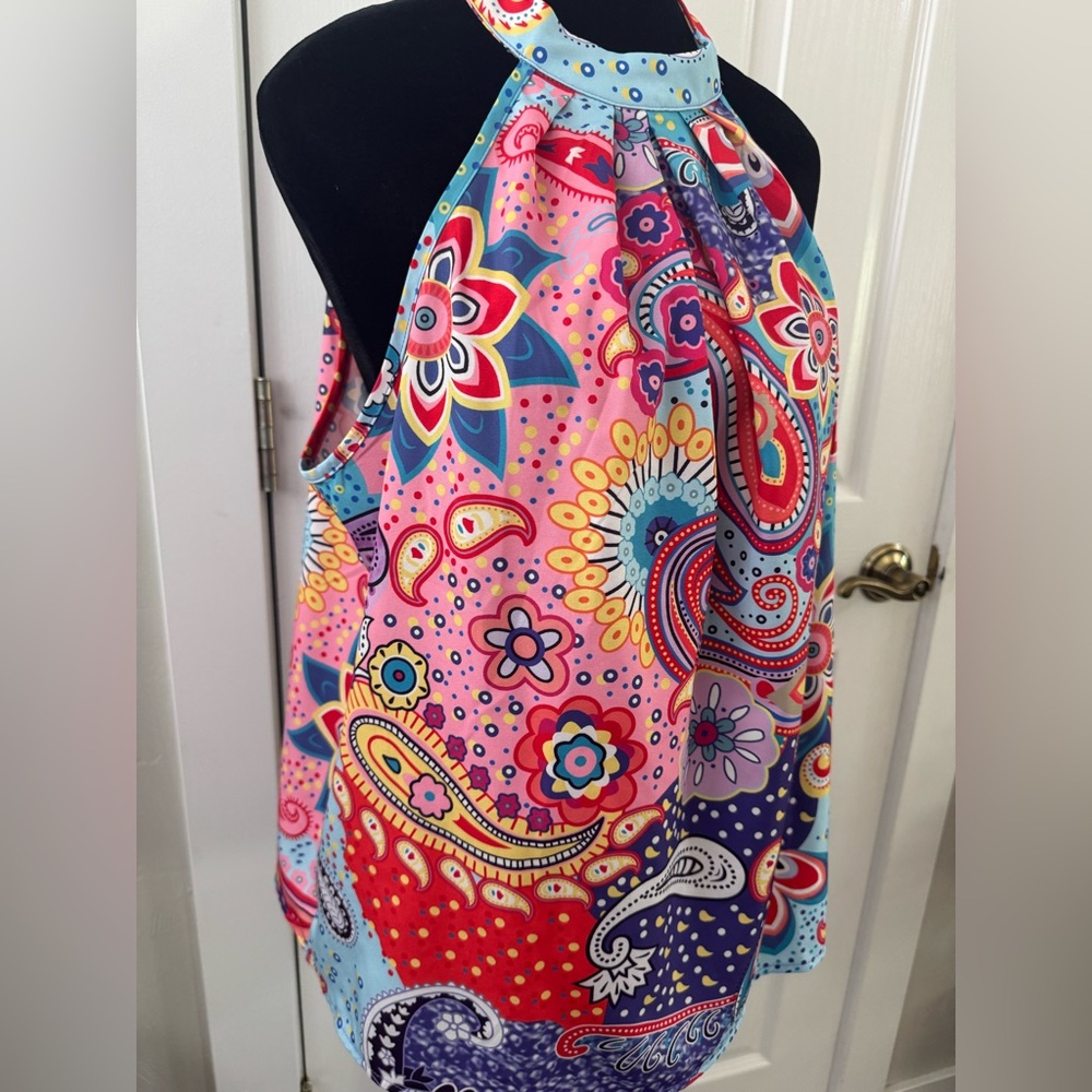 SHEIN Pink and Blue Paisley Swim Coverup